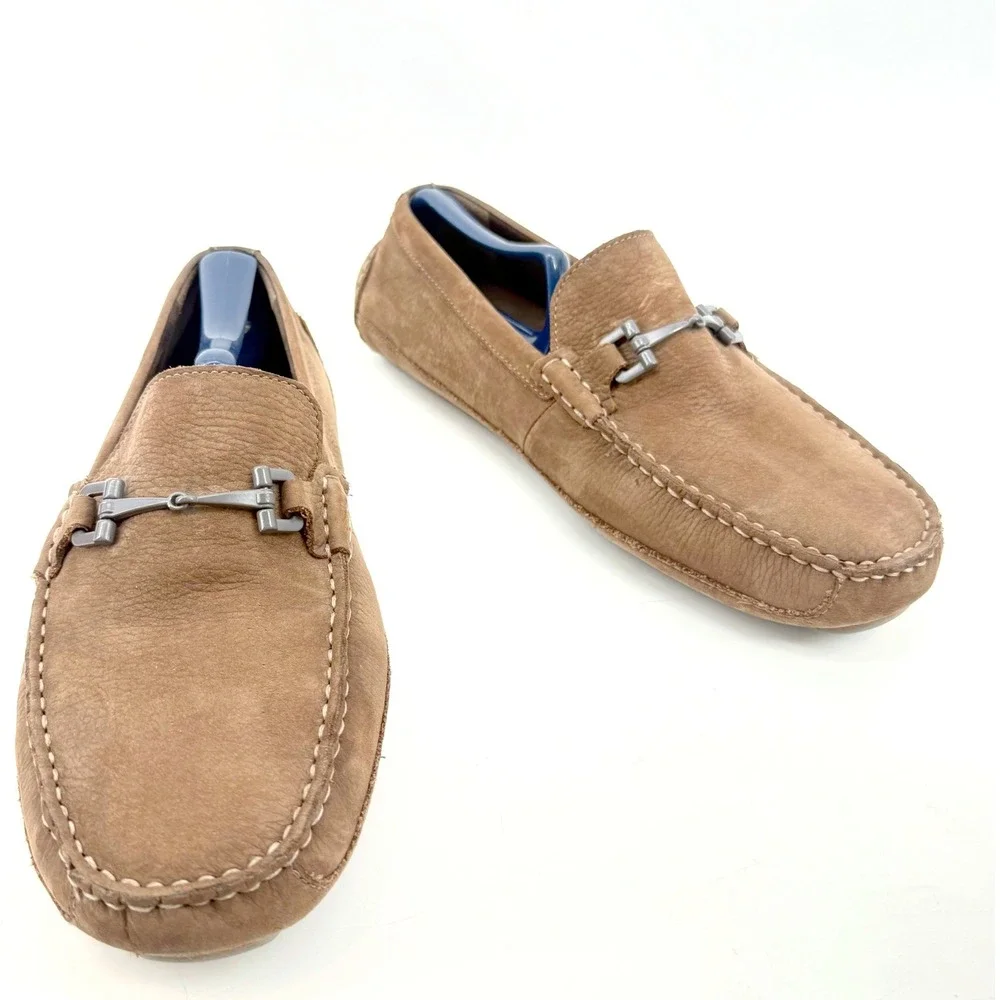 Cole Haan Grand.OS Driving Loafers Mens 9 Brown Suede Leather Horse Bit  Preppy
